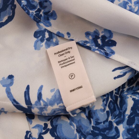 Cinq a Sept Chinoiserie Floral Satin Slip Dress, Blue and White, Size 6 - Picture 8 of 10